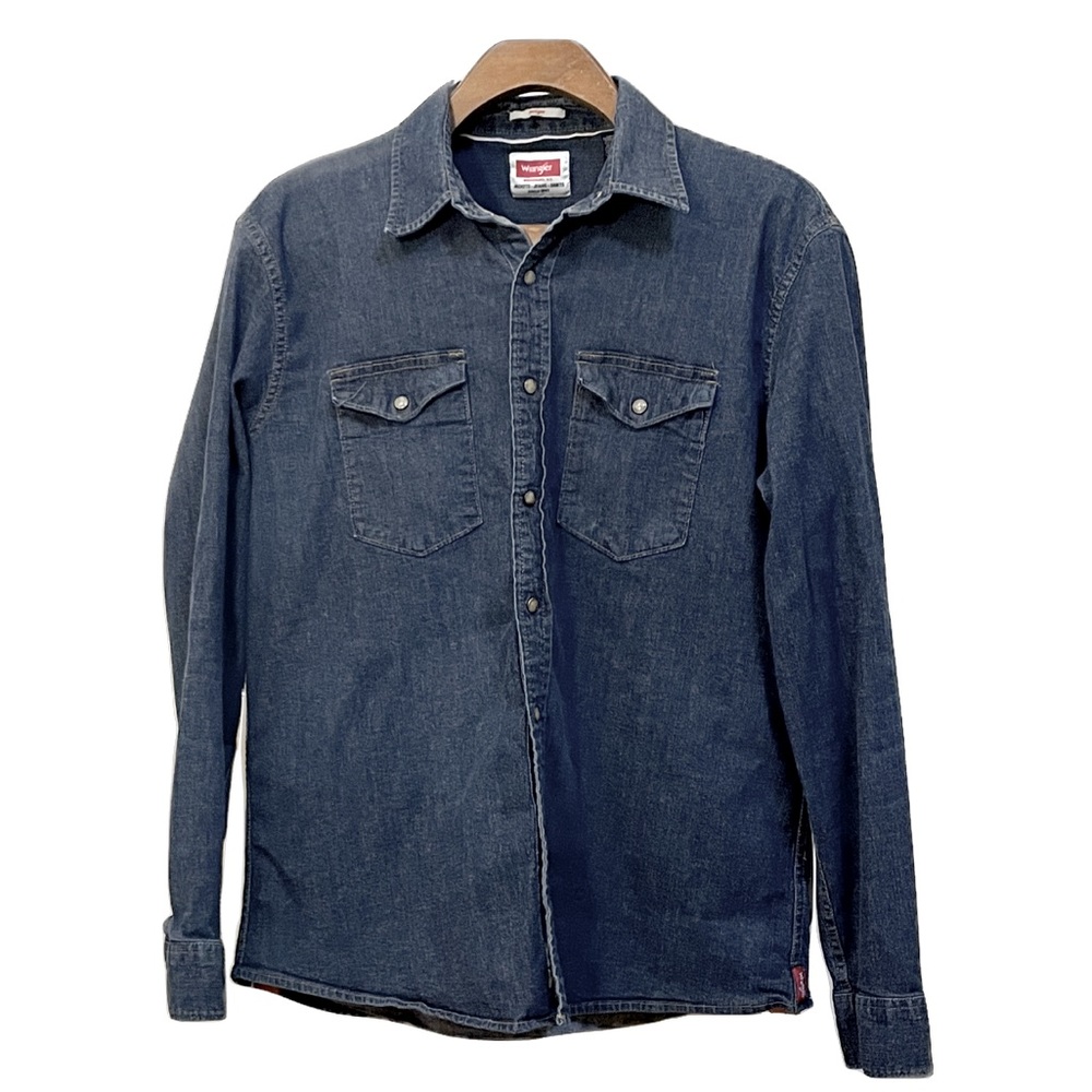 Wrangler Indigo Long Sleeve Blue Denim Snap Shirt XL